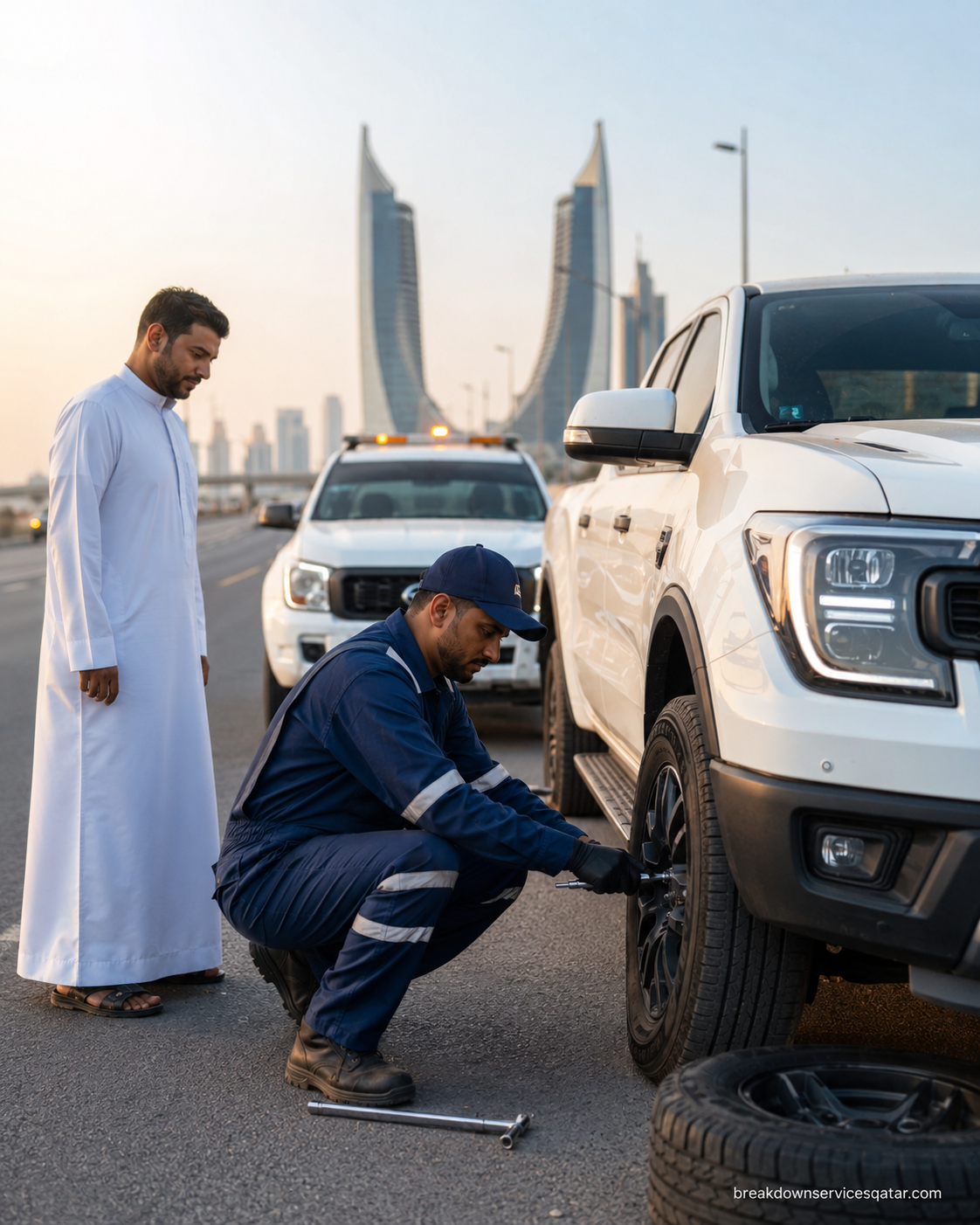 Tire Replacement Roadside Qatar roadside assistance